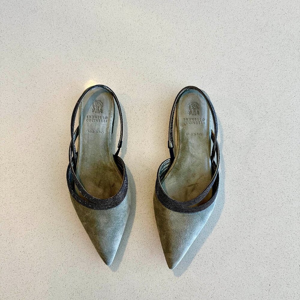 Brunello Cucinelli Women's Grey and Blue Ballet-Shoes
